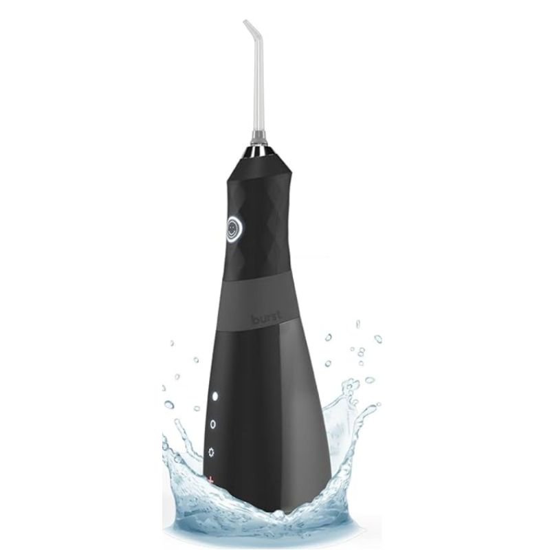 Burst Water Flosser in black with waterproof design