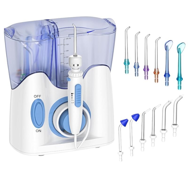 H2ofloss HF-9 countertop water flosser with 12 tips and 800ml reservoir